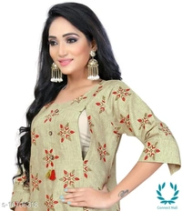 Women Cotton Maternity Applique Kurti - M (Bust Size: 38 in, Size Length: 44 in) , Light Green, Cotton, Single